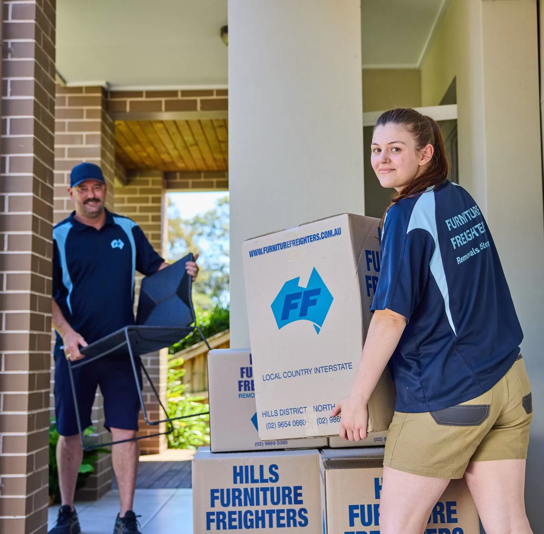 Furniture Freighters Moving Boxes and Chairs